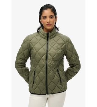 Superdry para mujer. W5011919A Chaqueta Diamond Quilt Fuji Lite verde (XS), Casual, Nylon