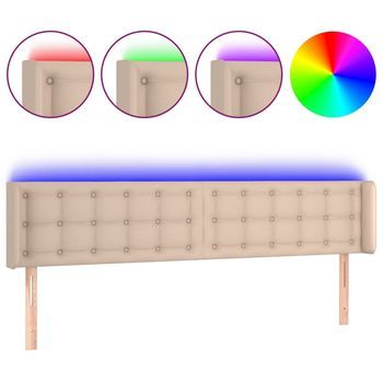 Cabecero Cama | Panel De Cabecera Con Led Cuero Sintético Capuchino 183x16x78/88 Cm
