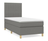 cama box spring con colchon tela gris oscuro 80x200 cm rayas verticales