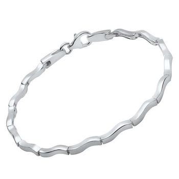 Pulsera moderna de plata curvada mate brillante