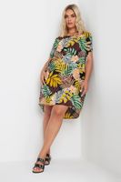 yours vestido fresco corto tropical amarillo y verde mujer curvy y tallas grandes yours