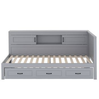 Diván 90x200cm Con Led Y Enchufes Con Cama Nido 90x190cm Gris