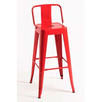 Pack 2 Taburetes Torix Respaldo 100 Cm De Acero Reforzado 100*30*30 Cm - Rojo