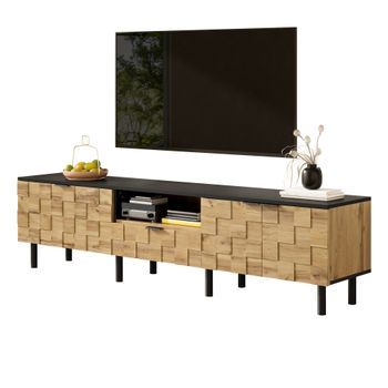 Mueble Para Tv - Unidad De Almacenamiento - Tablero De Partículas - Natural Y Negro (170x35x44,5cm)