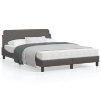 cama matrimonial  cama para adultos  estructura de cama con cabecero cuero sintetico gris 140x190 cm cfw323345