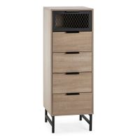 comoda alta 4 cajones 1 puerta color madera