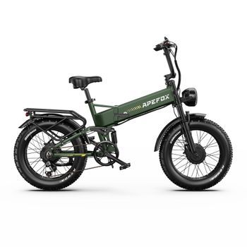 Bicicleta Eléctrica Plegable Apefox Rh20 Con Neumáticos Anchos, 48 ​​v, 22,5 Ah, Color Verde.