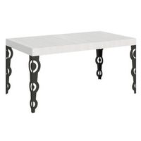 mesa rectangular extensible para 6 a 10 personas l 160 a 264 cm fresno blanco y patas de metal antracita kazay
