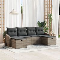 conjunto de sofa de jardin de 6 piezas con cojines gris poliratan v5214 unico  gris
