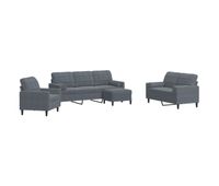 vidaxl juego de sofas con cojines 4 piezas terciopelo gris oscuro