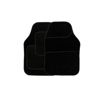 4 pce Carpet Mats Velour Black / Black binding