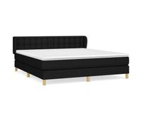 cama box spring con colchon tela negro 180x200 cm botones