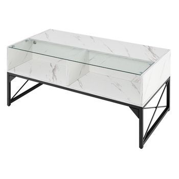 Mesa De Centro Led Con Aspecto De Mármol Y Mesa De Centro. Colores De Luz Ajustables Y Colores De Luz Ajustables. Mesa De Salón Brightness Blanca