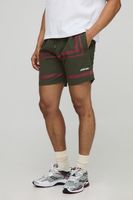 pantalon corto holgado de nailon fruncido con rayas y cintura elastica verde