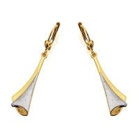 9ct Gold Two Colour Pleat Drop Earrings - 45mm drop - EXCLUSIVE - G1019