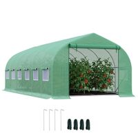 outsunny invernadero de tunel 595x300x200 cm con 12 ventanas puerta enrollable cremallera para cultivo proteccion plantas verde   aosom espana