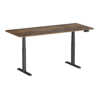 escritorio motorizado sentado de pie 180 x 75 cm tablero marron rusticobase negra