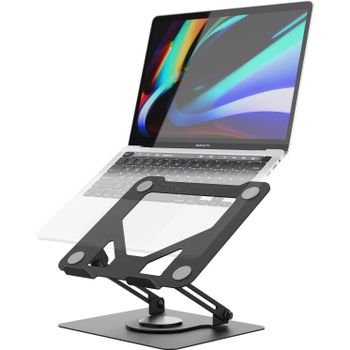 IPSDI Soporte Portátiles Mesa Plegable Ventilado con Base Giratoria, Elevador Portatil Altura Ajustable, Compatible con la Mayoría de los Portátiles de 11-17