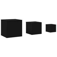 mesitas auxiliares 3 uds madera contrachapada negro vidaxl