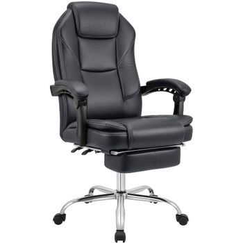 Silla De Oficina De Piel Sintética Castle Simil Cuero Negro 64x67x114 Cm Clp