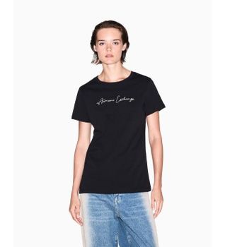 A|X Armani Exchange para mujer. XW000839AF10356MC021 Camiseta Regular Fit negro (XXL), Casual, Algodón, Manga corta
