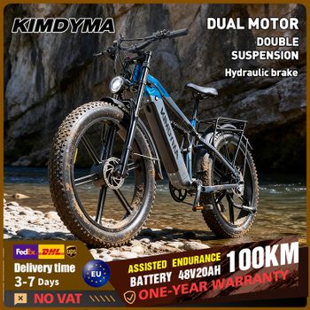 Bicicleta Eléctrica de Alta Potencia KIMDYMA K03 con Dos Motores, Batería Extraíble de 48V20AH 960WH, Neumáticos Gruesos de 27.5 Pulgadas, Bicicleta Eléctrica Todoterreno de Montaña