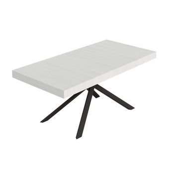 Mesa Extensible Niket 180/440x90 Cm Fresno Blanco Patas Antracita