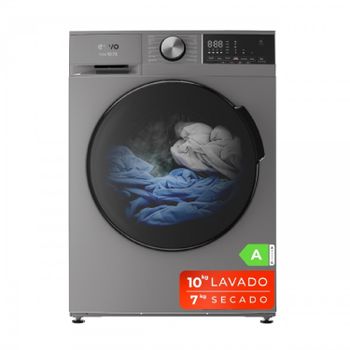 EVVO Lavadora secadora 10 kg + 7 kg, Vapor, Motor Inverter, Lavado y Secado en 1 Hora, Tambor ePROTECT, Smart LOAD, 1400 rpm, Cl