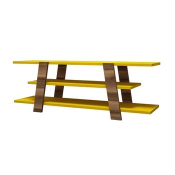 Mueble Tv Flor Amarillo Nogal