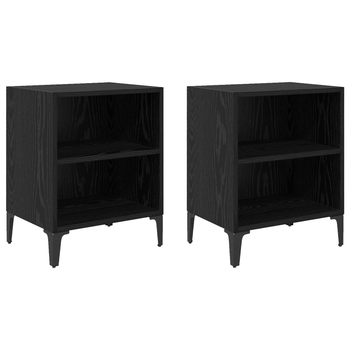 Pack 2 Uds Mesitas De Noche | Mesilla De Noche | Cabinete De Noche En Roble Negro 40x30x50 Cm De Madera Cfw24680
