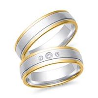 alianzas 14 quilates oro amarillo-blanco 3 diamantes