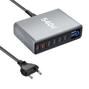 [GaN Tech] Cargador USB PD de 540W con 6 puertos YMX-LCD Bakeey, 2 USB-A + 4 USB-C PD QC Cargador rápido Estación de car
