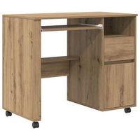 escritorio con ruedas roble artisan madera de ingenieria vidaxl