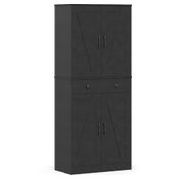 costway gabinete despensa cocina moderno 4 puertas cajon y 3 estantes ajustables armario versatil antivuelco negro