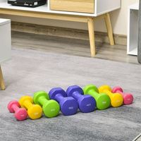 juego de 8 mancuernas homcom acero pu o9x19 cm multicolor