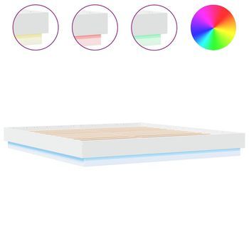 Cama Matrimonial | Cama Para Adultos | Estructura De Cama Con Luces Led Blanco 180x200 Cm