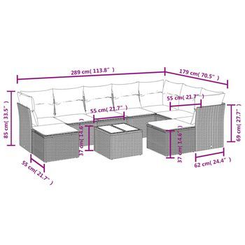 Conjunto De Salón (conjunto De 10 Piezas, Con Cojines Negros)