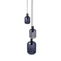 lampara de techo plato redondo metal negro pantalla azul