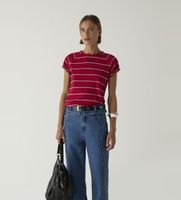 laagam para mujer m1011 camiseta zaira con logo bordado rojo s casual algodon manga corta