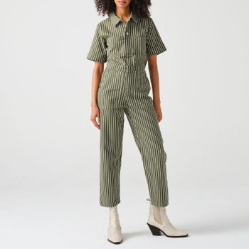 Seventy + Mochi Pearl Striped Denim Jumpsuit - UK 10