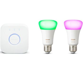 PHILIPS HUE Hue White & Colour Ambience Smart Lighting Starter Kit with Bridge - E27, White