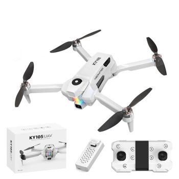 XKJ KY105 WiFi FPV con cámara doble HD, posicionamiento por flujo óptico, luz LED, sin escobillas, dron cuadricóptero RC