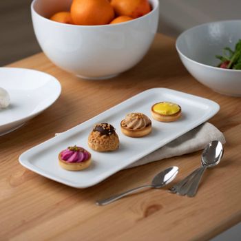 Plato para tartas 37 x 18,7 cm porcelana blanco