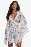 vestido skater estampado con abertura gris