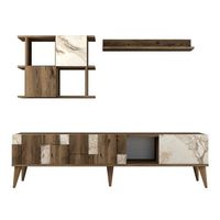 mueble tv con estante madrid nogal blanco