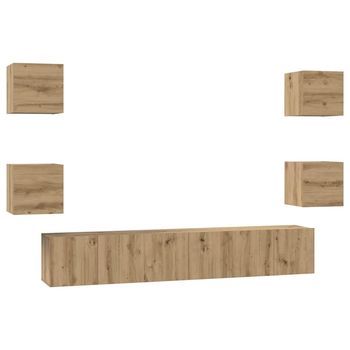 Conjunto De Mueble De Tv 7 Piezas Roble Artisan 60 X 30 X 30 Cm