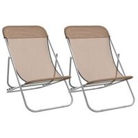 pack 2 uds sillon de playa silla de playa plegable acero recubierto textilene taupe