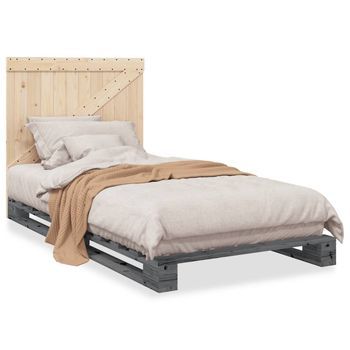 Estructura De Cama Con Cabecero Madera De Pino Gris 100x200cm Vidaxl