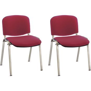 Pack 2 - Sillas De Confidente Iso Chásis Acero Cromado - Tapizado Rojo