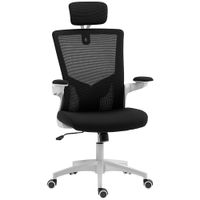 homcom silla de oficina ergonomica sillon de oficina reposabrazos abatibles soporte lumbar reposacabezas 60x63x120cm negro   aosom espana